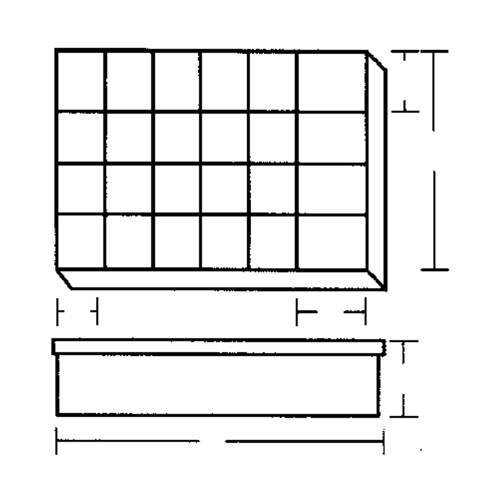 Compartment Case, Plastic, 24 Slots, 18-1/2" W x 13" D x 3" H, Grey Equipment World