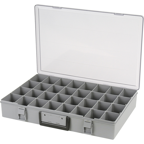 Compartment Case, Plastic, 32 Slots, 18-1/2" W x 13" D x 3" H, Grey Equipment World