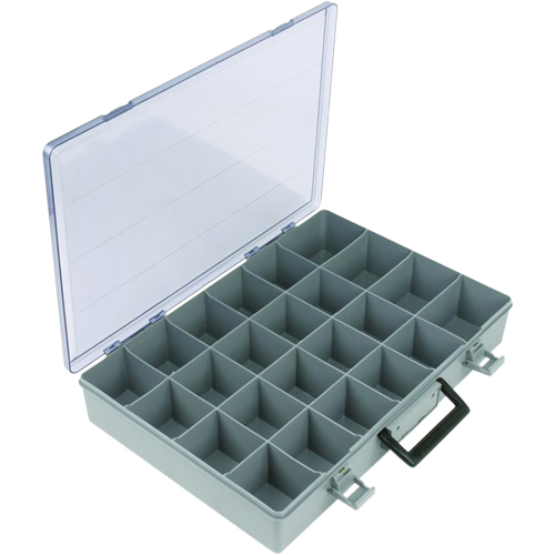 Compartment Case, Plastic, 24 Slots, 15-1/2" W x 11-3/4" D x 2-1/2" H, Grey Equipment World