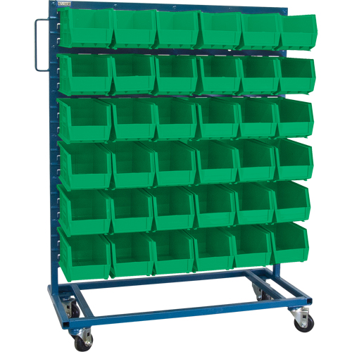 Single-Sided Mobile Bin Rack, Single-sided, 36 bins, 36" W x 16" D x 46-1/2" H Equipment World