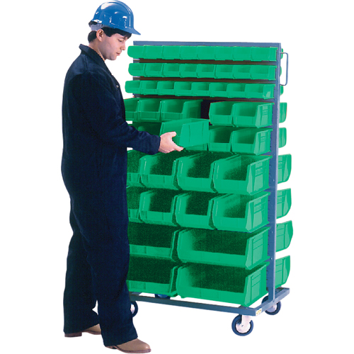 Double-Sided Mobile Bin Rack, Double-sided, 96 bins, 36" W x 24" D x 63" H Equipment World