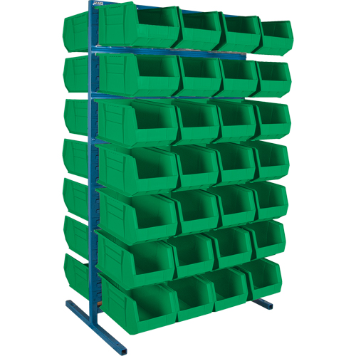 Double-Sided Stationary Bin Rack, 61" W x 56" D x 24" H, 56 Bins Equipment World