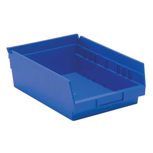 Shelf Bins, 8-3/8" W x 4" H x 11-5/8" D, Blue, 30 lbs. Capacity Equipment World