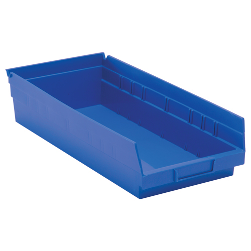 Shelf Bins, 8-3/8" W x 4" H x 17-7/8" D, Blue, 40 lbs. Capacity Equipment World