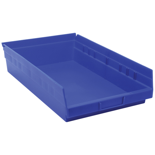 Shelf Bins, 11-1/8" W x 4" H x 17-7/8" D, Blue, 40 lbs. Capacity Equipment World