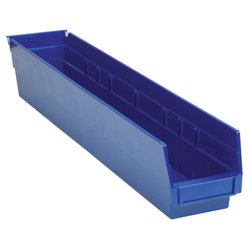 Shelf Bins, 4-1/8" W x 4" H x 23-5/8" D, Blue, 50 lbs. Capacity Equipment World