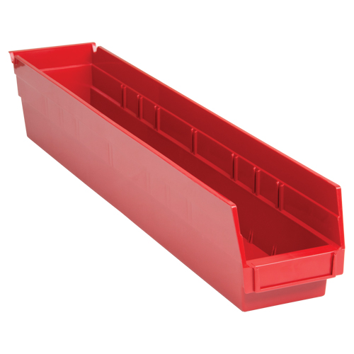 Shelf Bins, 4-1/8" W x 4" H x 23-5/8" D, Red, 50 lbs. Capacity Equipment World