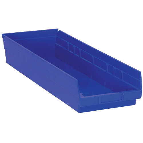 Shelf Bins, 8-3/8" W x 4" H x 23-5/8" D, Blue, 50 lbs. Capacity Equipment World