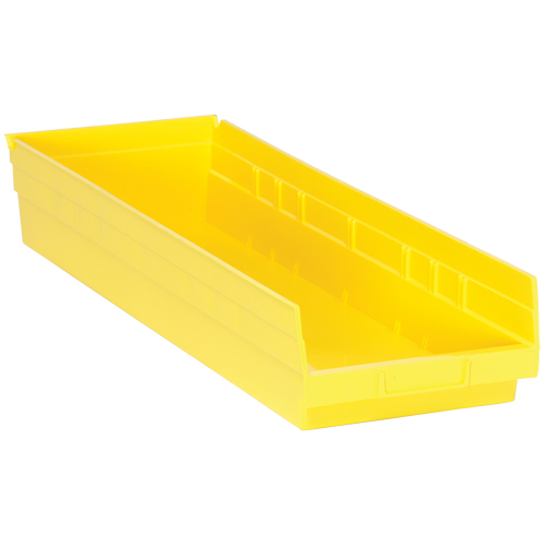 Shelf Bins, 8-3/8" W x 4" H x 23-5/8" D, Yellow, 50 lbs. Capacity Equipment World