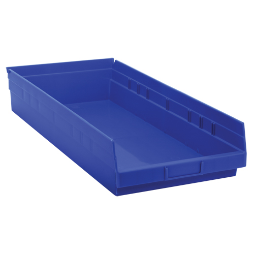 Shelf Bins, 11-1/8" W x 4" H x 23-5/8" D, Blue, 50 lbs. Capacity Equipment World