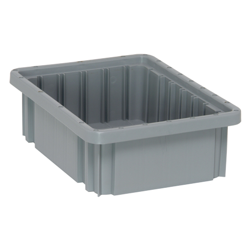 Divider Box&reg; Containers, Plastic, 10.9" W x 8.3" D x 3.5" H, Grey Equipment World