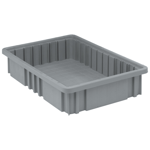 Divider Box&reg; Containers, Plastic, 16.5" W x 10.9" D x 3.5" H, Grey Equipment World