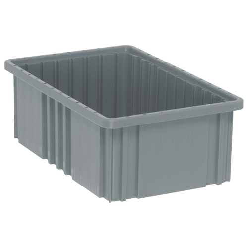 Divider Box&reg; Containers, Plastic, 16.5" W x 10.9" D x 6" H, Grey Equipment World