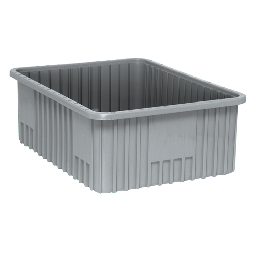 Divider Box&reg; Containers, Plastic, 22.5" W x 17.5" D x 8" H, Grey Equipment World