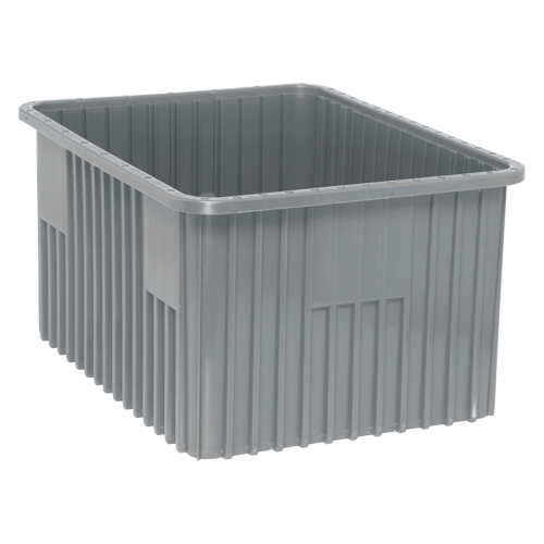 Divider Box&reg; Containers, Plastic, 22.5" W x 17.5" D x 12" H, Grey Equipment World