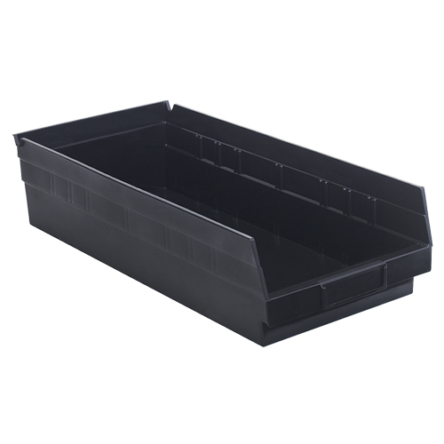 Economy Shelf Bin, 8-3/8" W x 4" H x 17-7/8" D, Black Equipment World