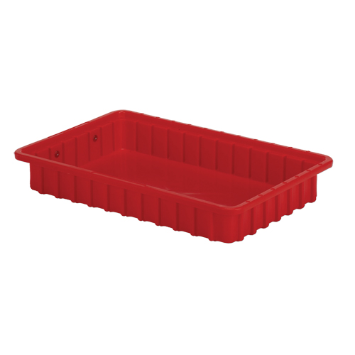 Divider Box&reg; Containers, Polyethylene, 16.5" W x 10.9" D x 2.5" H, Red Equipment World