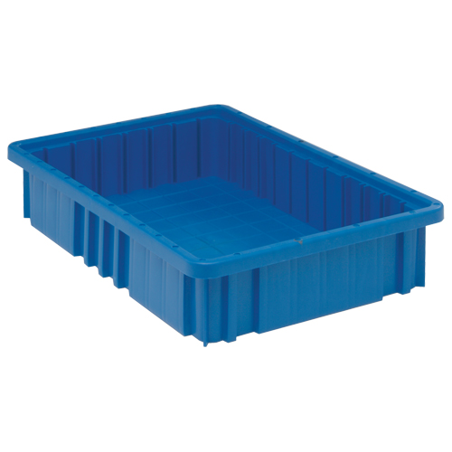 Divider Box&reg; Containers, Plastic, 16.5" W x 10.9" D x 3.5" H, Blue Equipment World