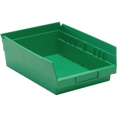 Shelf Bins, 8-3/8" W x 4" H x 11-5/8" D, Green, 30 lbs. Capacity Equipment World