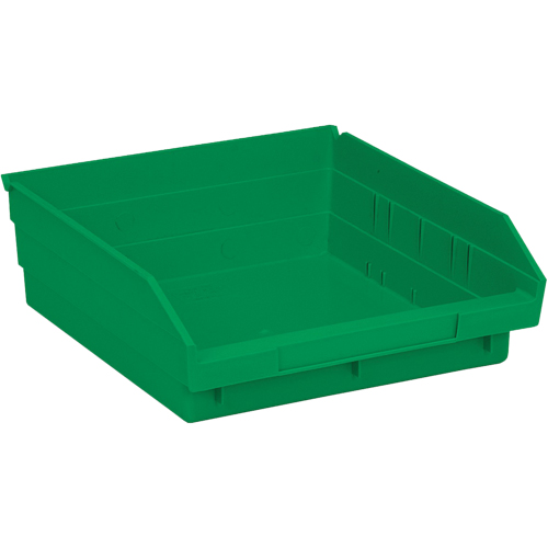 Shelf Bins, 11-1/8" W x 4" H x 11-5/8" D, Green, 30 lbs. Capacity Equipment World