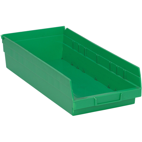 Shelf Bins, 8-1/8" W x 4" H x 17-7/8" D, Green, 40 lbs. Capacity Equipment World