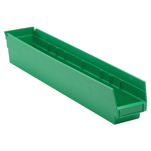 Economy Shelf Bin, 4-1/8" W x 4" H x 23-5/8" D, Green Equipment World