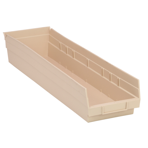 Economy Shelf Bin, 6-5/8" W x 4" H x 23-5/8" D, Ivory Equipment World