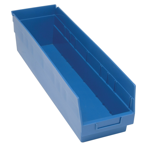 Store More Plastic Shelf Bins, 6-5/8" W x 6" H x 23-5/8" D, Blue, 90 lbs. Capacity Equipment World