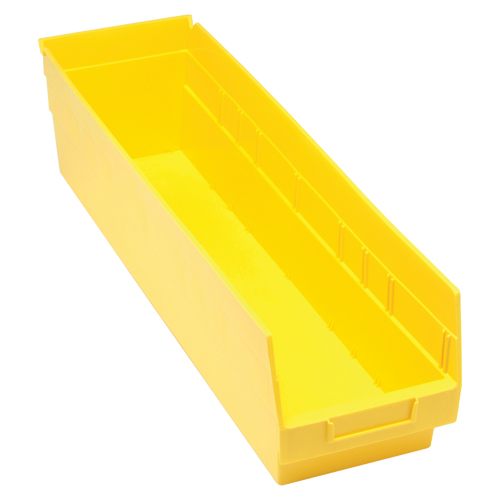 Store More Plastic Shelf Bins, 6-5/8" W x 6" H x 23-5/8" D, Yellow, 90 lbs. Capacity Equipment World