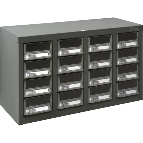 KPC-400 Parts Cabinet, Galvanized Steel, 16 Drawers, 23-1/10" x 8-7/10" x 13-4/5", Grey Equipment World
