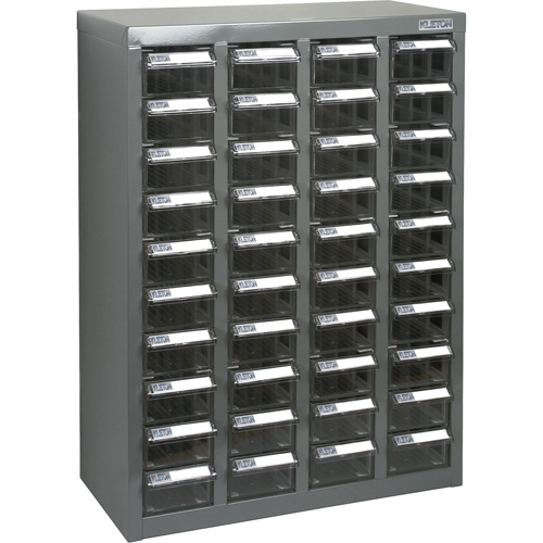 KPC-600 Parts Cabinet, Galvanized Steel, 40 Drawers, 18-3/10" x 8-7/10" x 25-3/10", Grey Equipment World