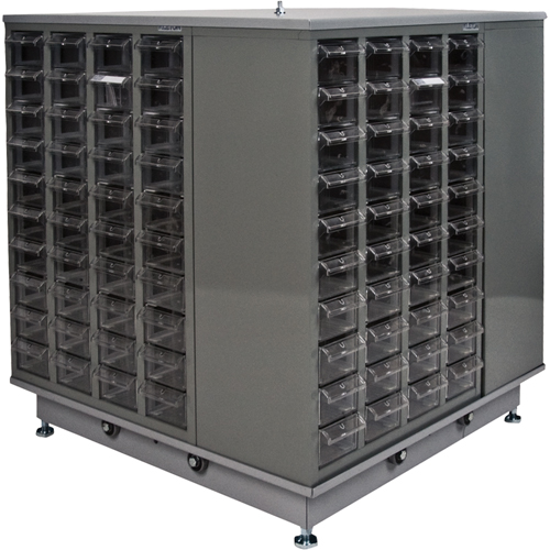 KPC-600 Parts Cabinet, Galvanized Steel, 40 Drawers, 18-3/10" x 8-7/10" x 25-3/10", Grey Equipment World