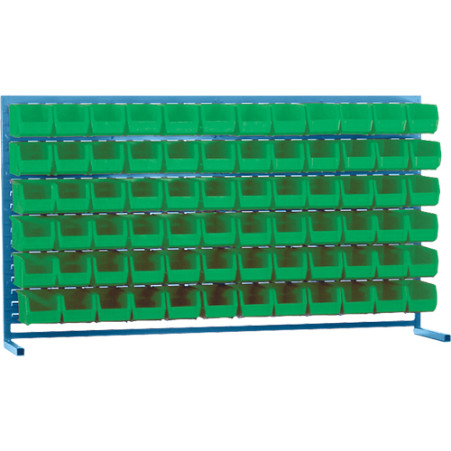 Louvered Rack with Bins, 72 Bins, 72" W x 15" D x 40" H Equipment World