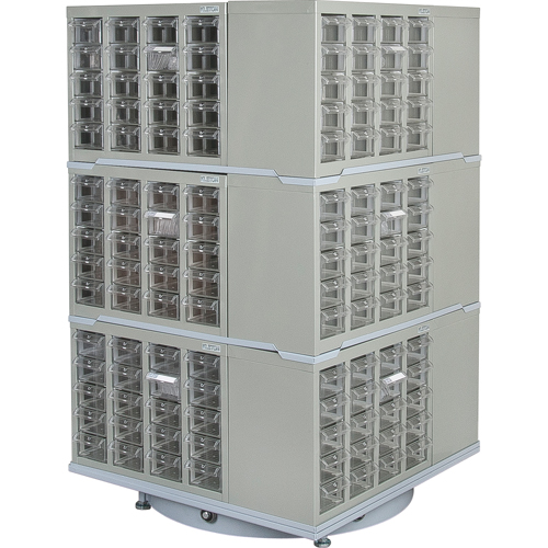 Heavy-Duty Industrial Carousel Drawer Cabinet, Steel, 240 Drawers, 27" W x 27" D x 48" H, Grey Equipment World