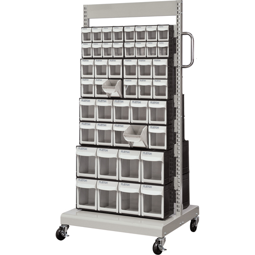 Mobile Tilt Bin Rack, Double-sided, 92 bins, 26-1/4" W x 22" D x 57-1/2" H Equipment World