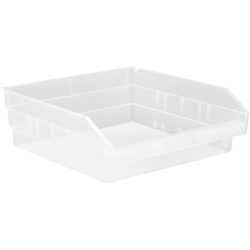 Shelf Bins, 11-1/8" W x 4" H x 11-5/8" D, Clear, 30 lbs. Capacity Equipment World