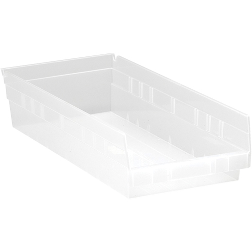 Shelf Bins, 8-3/8" W x 4" H x 17-7/8" D, Clear, 40 lbs. Capacity Equipment World