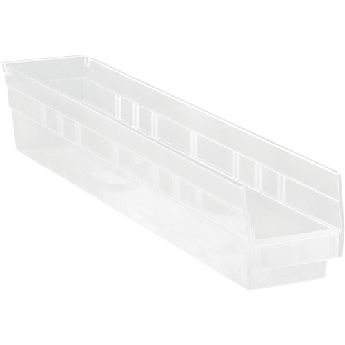 Shelf Bins, 4-1/8" W x 4" H x 23-5/8" D, Clear, 50 lbs. Capacity Equipment World