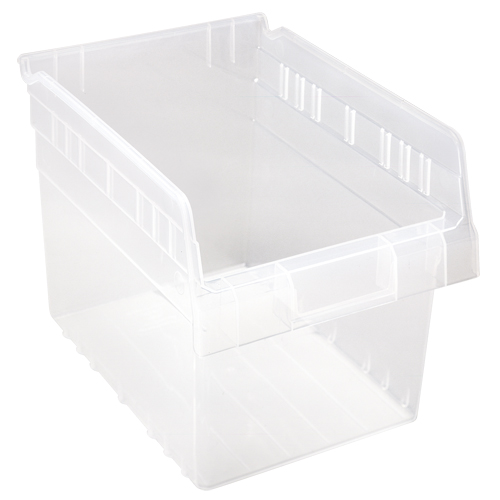 Store-Max Shelf Bins, 8-3/8" W x 8" H x 11-5/8" D, Clear, 44 lbs. Capacity Equipment World