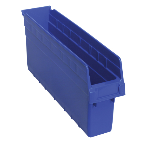 Store-Max Shelf Bins, 4-3/8" W x 8" H x 17-7/8" D, Blue, 56 lbs. Capacity Equipment World