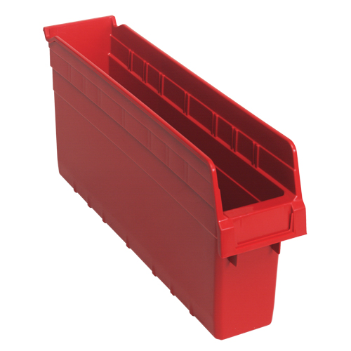 Store-Max Shelf Bins, 4-3/8" W x 8" H x 17-7/8" D, Red, 56 lbs. Capacity Equipment World