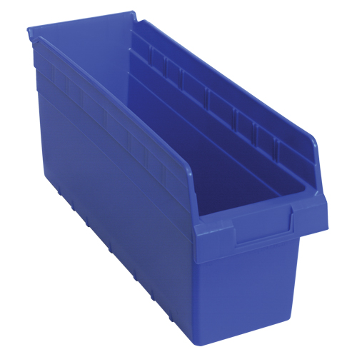 Store-Max Shelf Bins, 6-5/8" W x 8" H x 17-7/8" D, Blue, 56 lbs. Capacity Equipment World