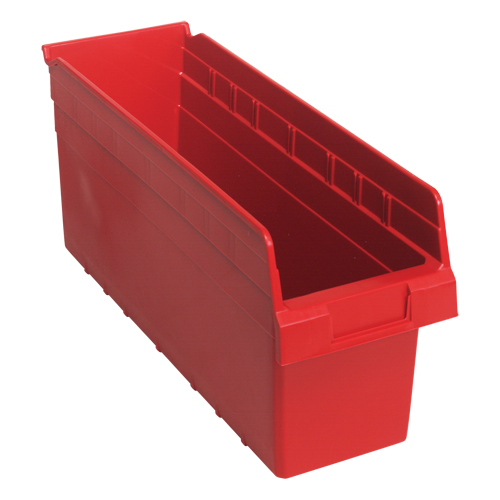 Store-Max Shelf Bins, 6-5/8" W x 8" H x 17-7/8" D, Red, 56 lbs. Capacity Equipment World