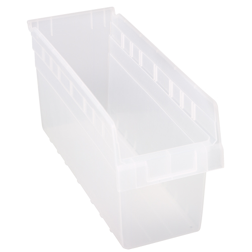 Store-Max Shelf Bins, 6-5/8" W x 8" H x 17-7/8" D, Clear, 56 lbs. Capacity Equipment World
