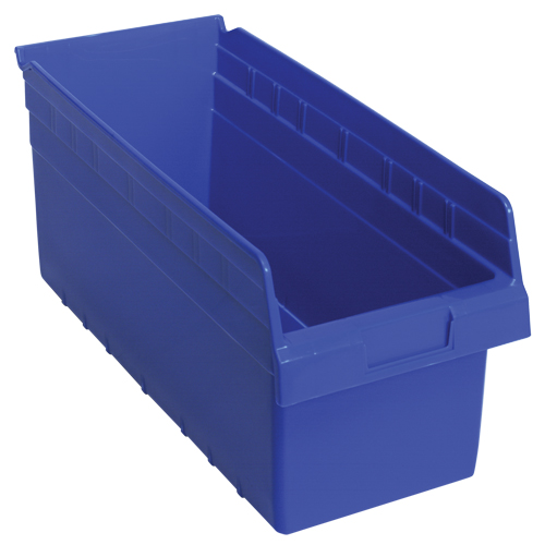 Store-Max Shelf Bins, 8-3/8" W x 8" H x 17-7/8" D, Blue, 56 lbs. Capacity Equipment World