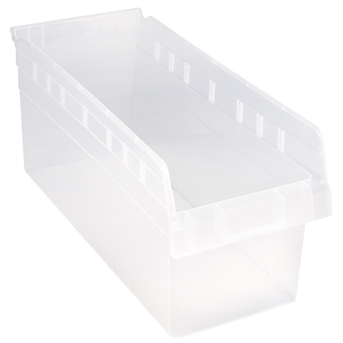 Store-Max Shelf Bins, 8-3/8" W x 8" H x 17-7/8" D, Clear, 56 lbs. Capacity Equipment World