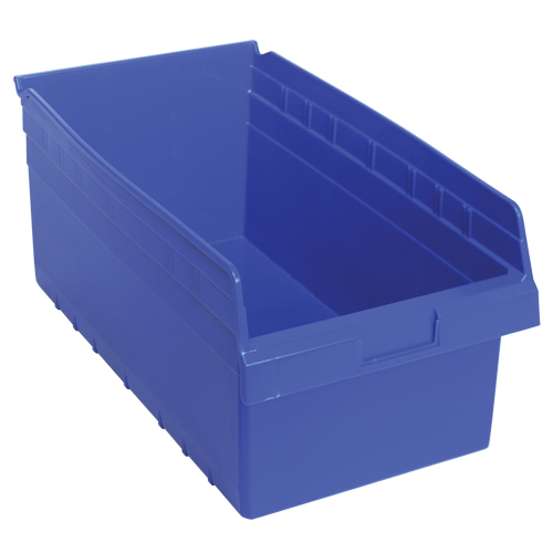 Store-Max Shelf Bins, 11-1/8" W x 8" H x 17-7/8" D, Blue, 56 lbs. Capacity Equipment World
