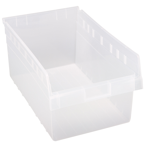 Store-Max Shelf Bins, 11-1/8" W x 8" H x 17-7/8" D, Clear, 56 lbs. Capacity Equipment World