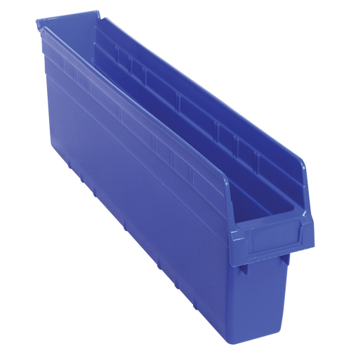 Store-Max Shelf Bins, 4-3/8" W x 8" H x 23-5/8" D, Blue, 68 lbs. Capacity Equipment World