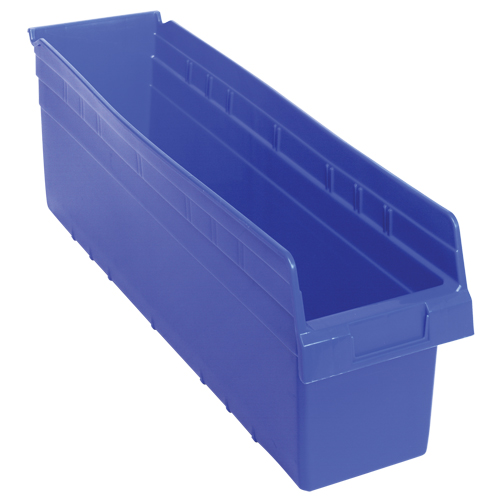 Store-Max Shelf Bins, 6-5/8" W x 8" H x 23-5/8" D, Blue, 68 lbs. Capacity Equipment World